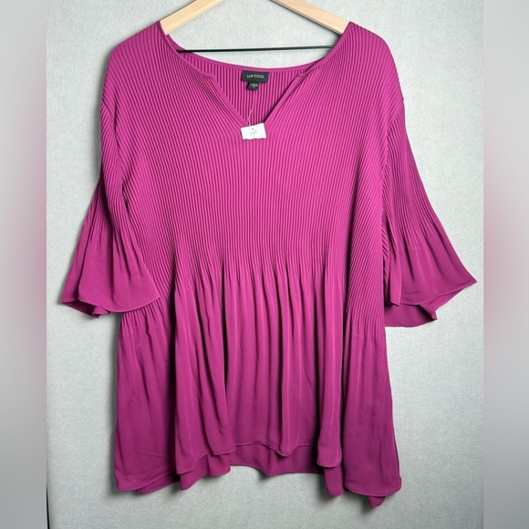 J. Jill Women’s Wearever Sunburst-Pleated Woven Top in Pink Boysenberry size 2X - Picture 1 of 10